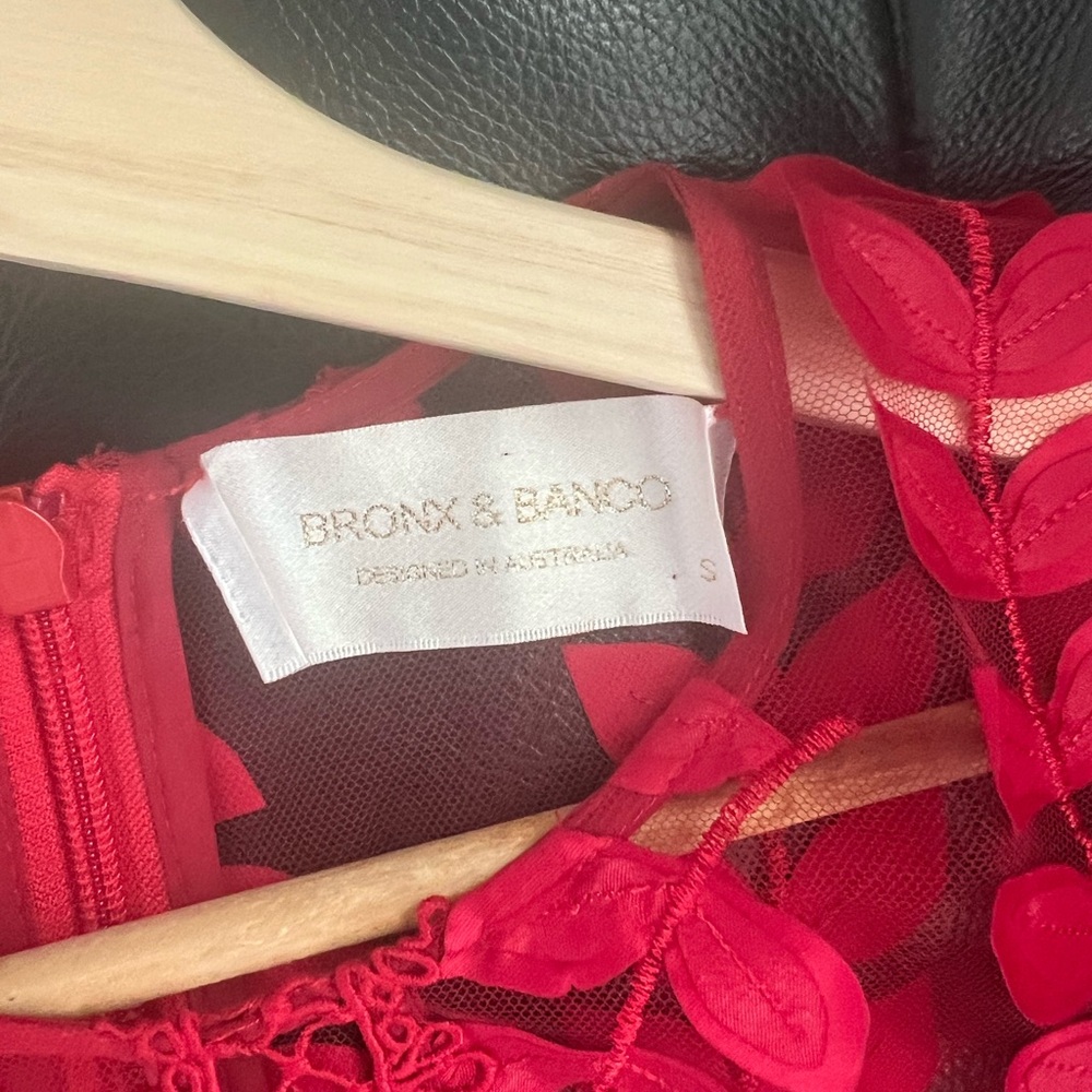 Bronx and Banco Bold Red Lace & Appliqué Midi Dress - Picture 9 of 11
